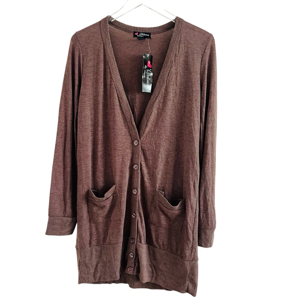 Delicious Los Angeles Brown Long Cardigan Sweater